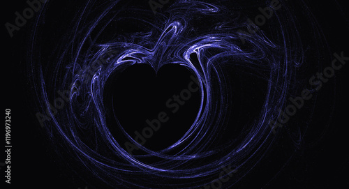 dark background with heart illustration made with thin lines abstract and artistic feel