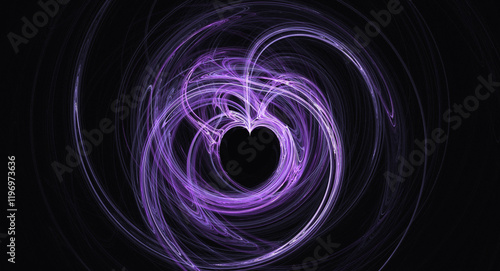 dark background with heart illustration made with thin lines abstract and artistic feel