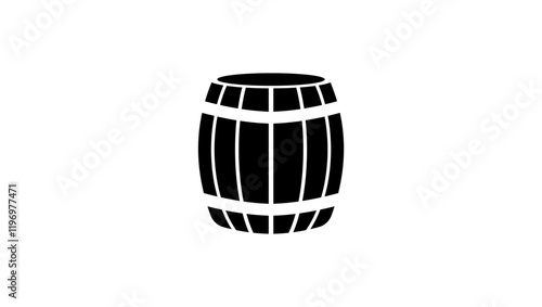 wood barrel, black isolated silhouette