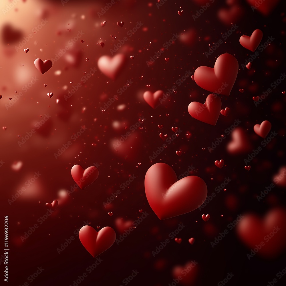 Floating red hearts against a soft glowing background creating a romantic atmosphere Floating red hearts against a soft glowing background creating a romantic atmosphere