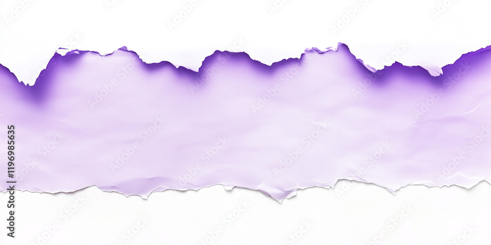 Fototapeta premium light purple paper edge ripped torn white flat background isolated 