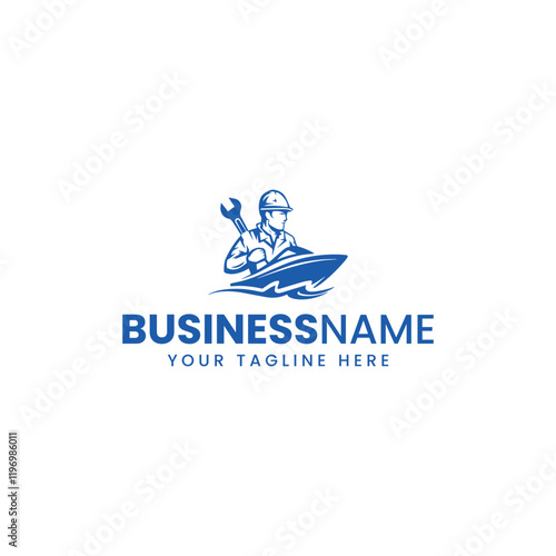 yacht ship mechanic logo design