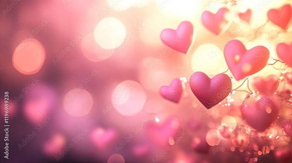 Dreamy Pink Heart-Shaped Bokeh Background for a Romantic Valentine's Day Design Dreamy Pink Heart-Shaped Bokeh Background for a Romantic Valentine's Day Design