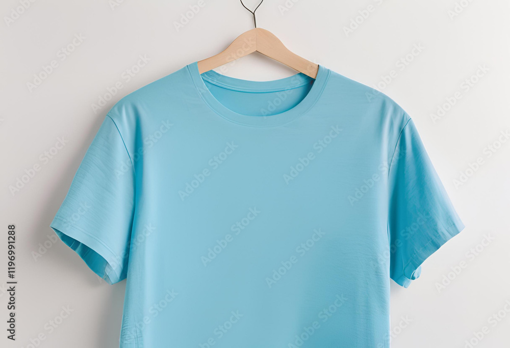 Blank blue t-shirt mockup on white background