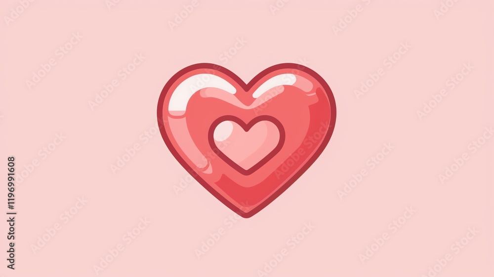 A simple, stylized, pink heart with a smaller heart inside it, on a pink background. A simple, stylized, pink heart with a smaller heart inside it, on a pink background.