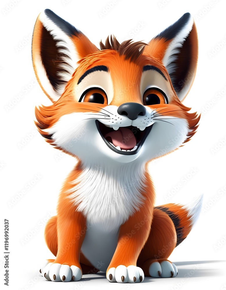 A cheerful cartoon fox sitting on its hind legs, with a friendly and playful expression. The fox is depicted in a bright and colorful style, showcasing its charming nature. A cheerful cartoon fox sitting on its hind legs, with a friendly and playful expression. The fox is depicted in a bright and colorful style, showcasing its charming nature.
