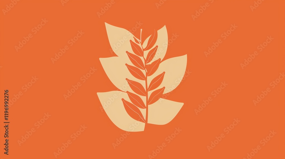 A simple, stylized image of a leaf branch on an orange background. A simple, stylized image of a leaf branch on an orange background.