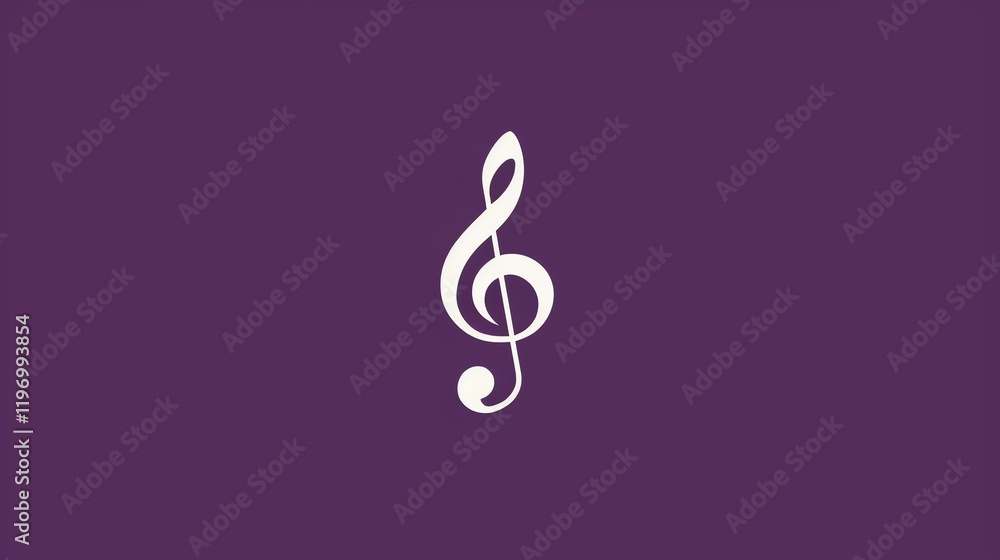 Fototapeta premium A simple, white music note icon on a purple background.