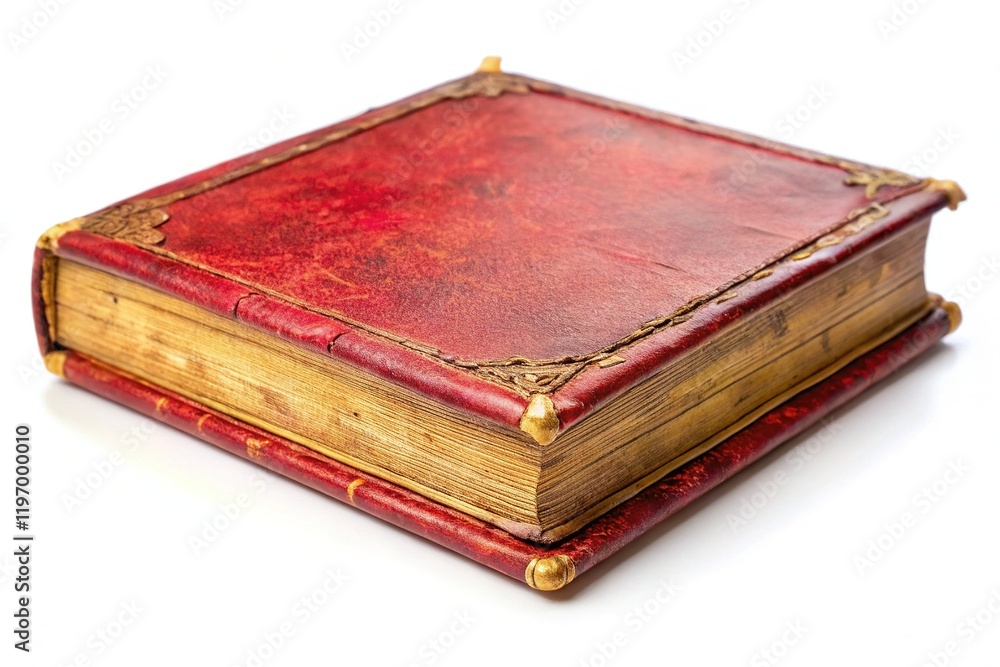 Antique Red Hardcover Book, Isolated on White Background, High Depth of Field Antique Red Hardcover Book, Isolated on White Background, High Depth of Field