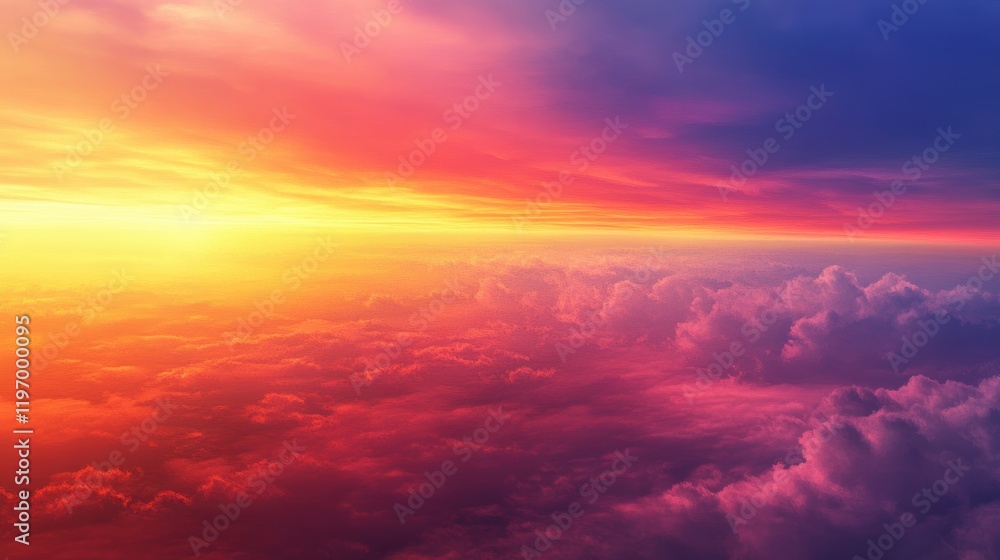 Vibrant Sunset Over Clouds with Colorful Sky and Soft Light Vibrant Sunset Over Clouds with Colorful Sky and Soft Light