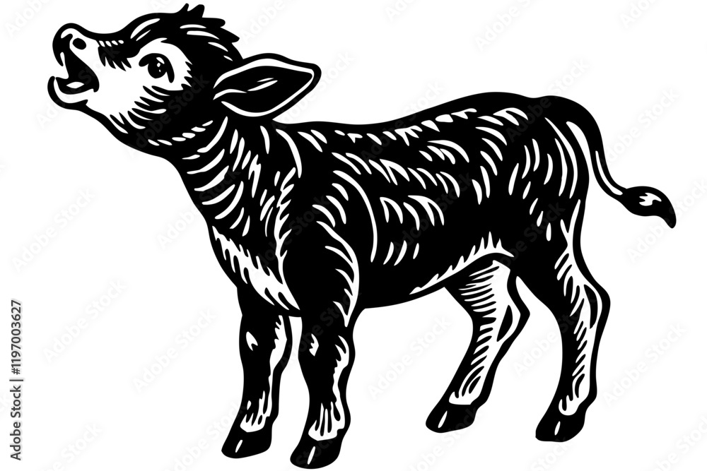 Fototapeta premium Baby Calf white background vector art illustration