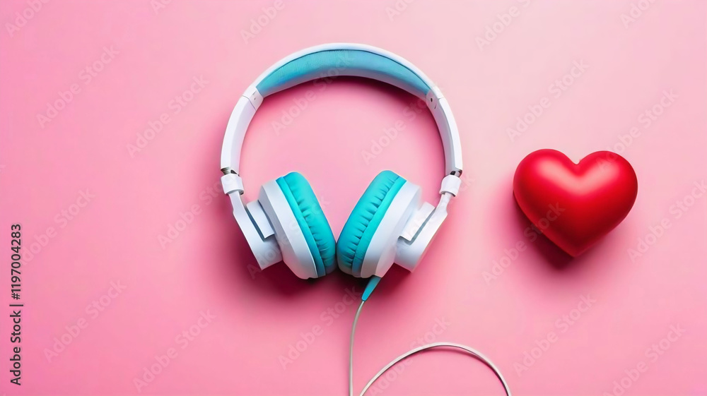 Headphones with heart, eternal love, valentine's day Headphones with heart, eternal love, valentine's day