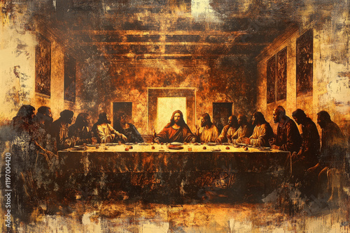 The Last Supper in Vintage Artistic Style

