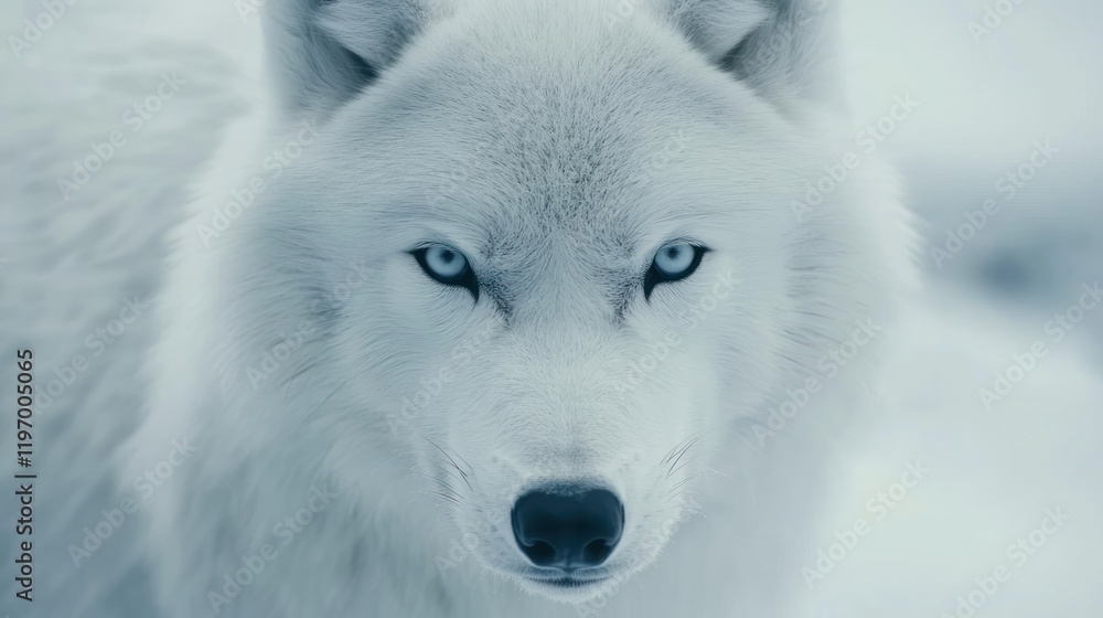 Obraz premium Arctic Wolf Portrait: Majestic Gaze of a Winter Predator