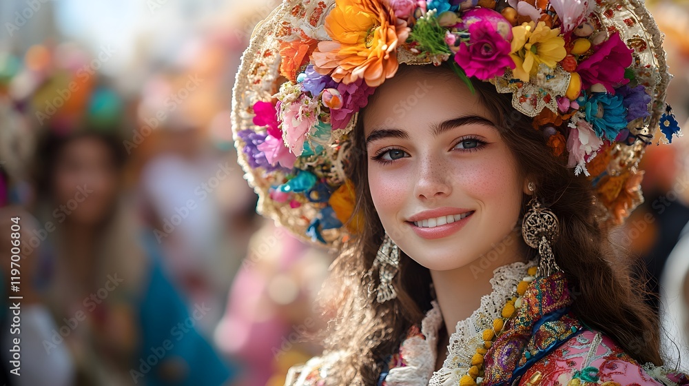 A festive Easter parade with participants in traditional Christian attire and cheerful decorations A festive Easter parade with participants in traditional Christian attire and cheerful decorations
