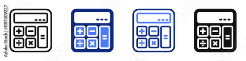Vector icon or logo of calculator related to business and finance, school education and math science. Symbol for website or app ui, logo design, illustration