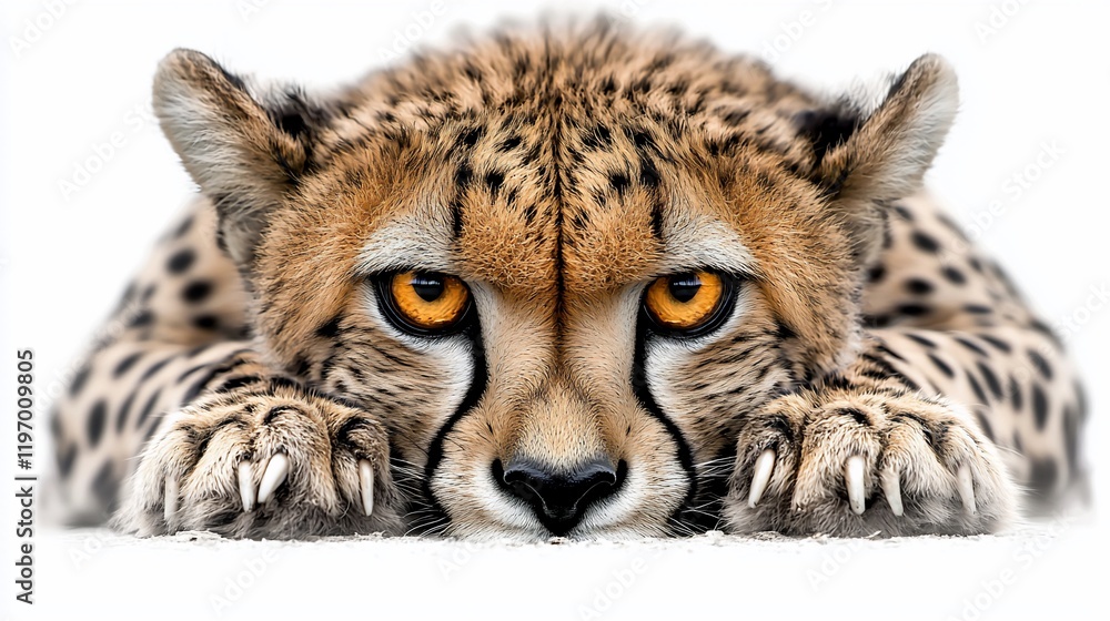Fototapeta premium Close-up of a cheetah with intense gaze.