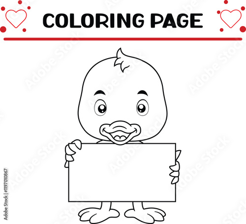 cute baby duck mascot pack coloring page for kids