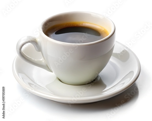 white cup of coffee isolated on a white background