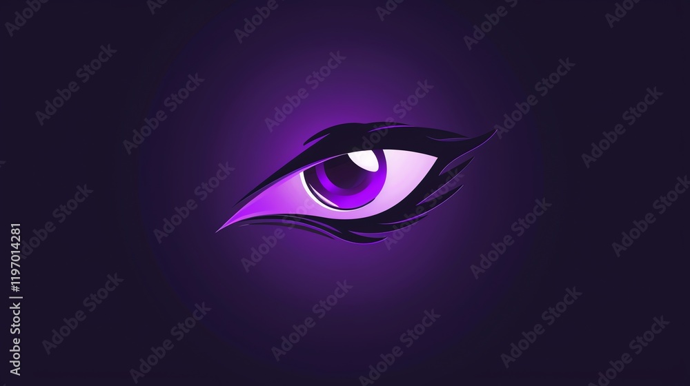 Stylized purple eye on a dark purple background. Stylized purple eye on a dark purple background.