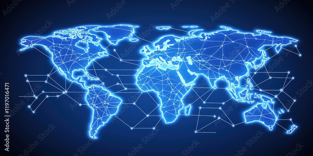 Fototapeta premium Global network connection, world map, digital, technology, background