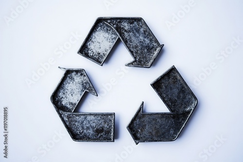 Metal Recycling Symbol on White Background photo