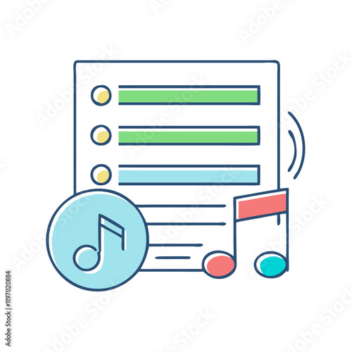 music playlist vector icon, music playlist vector illustration -simple illustration of music playlist, perfect for music playlist logos and icons and themed design 