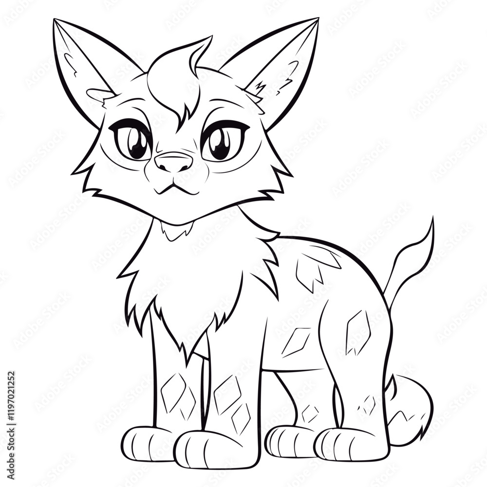 Obraz premium Coloring Page Of cartoon cute Lynx Coloring Book for kids.
