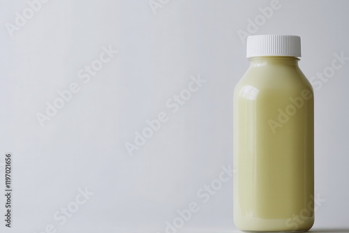 Cashew Milk Bottle on Light Background photo