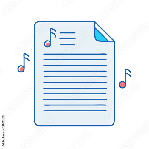song lyrics sheet vector icon, song lyrics sheet vector illustration -simple illustration of song lyrics sheet, perfect for song lyrics sheet logos and icons and themed design 
