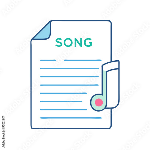 song lyrics sheet vector icon, song lyrics sheet vector illustration -simple illustration of song lyrics sheet, perfect for song lyrics sheet logos and icons and themed design 
