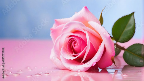 Pink rose on a pastle background, eternal love, valentine's day photo