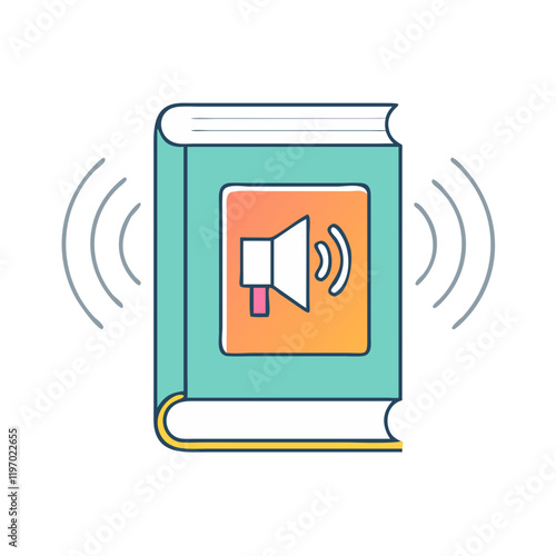 audiobook with sound waves icon