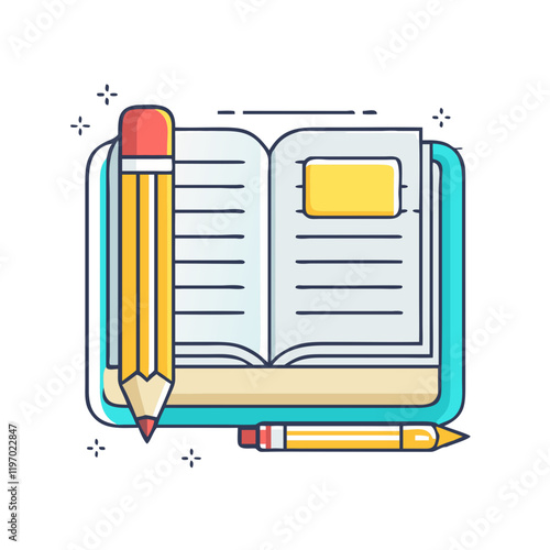 book and pencil vector icon, book and pencil vector illustration -simple illustration of book and pencil, perfect for book and pencil logos and icons and themed design 