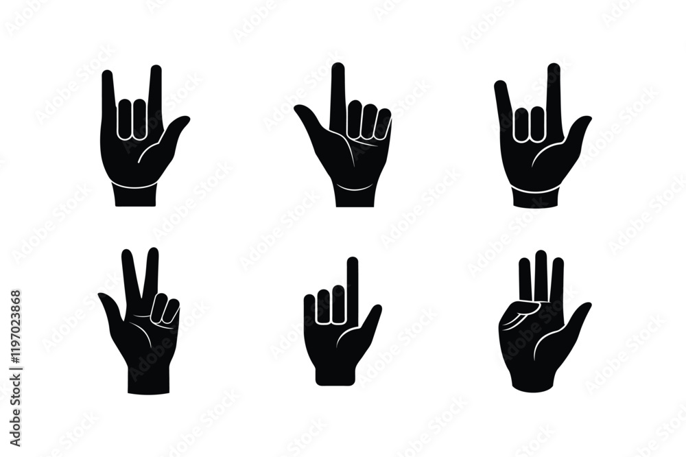 set of silhouettes of icon set of silhouettes of icon