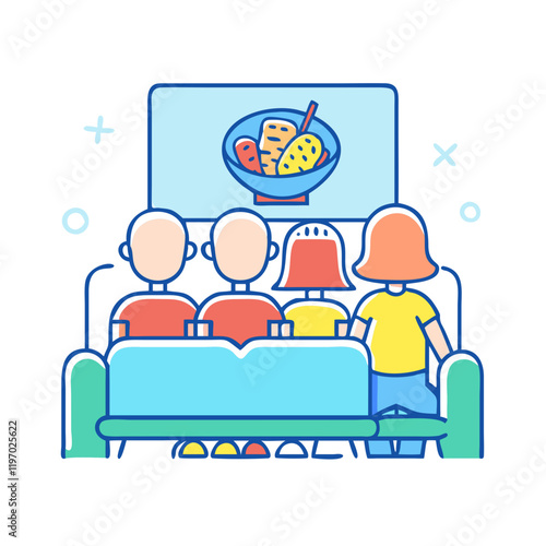 family movie night vector icon, family movie night vector illustration -simple illustration of family movie night, perfect for family movie night logos and icons and themed design 