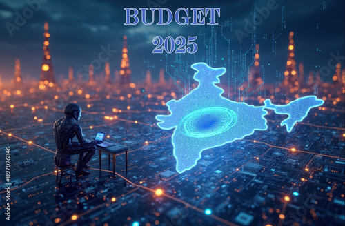 conceptual illustration for Indian union budget for the financial year 2025-2056