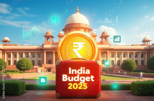 conceptual illustration for Indian union budget for the financial year 2025-2026 photo