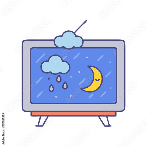 tv on a rainy night vector icon, tv on a rainy night vector illustration -simple illustration of tv on a rainy night, perfect for tv on a rainy night logos and icons and themed design 