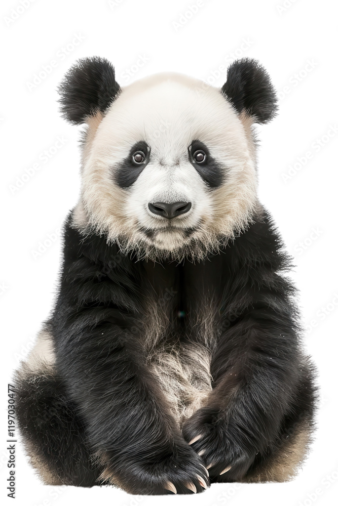 Playful panda cub sitting on animal portrait studio environment close-up view wildlife concept Playful panda cub sitting on animal portrait studio environment close-up view wildlife concept