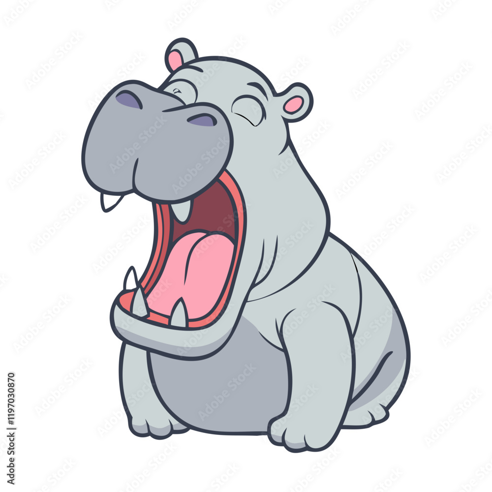Obraz premium hippo yawning vector icon, hippo yawning vector illustration -simple illustration of hippo yawning, perfect for hippo yawning logos and icons and themed design 