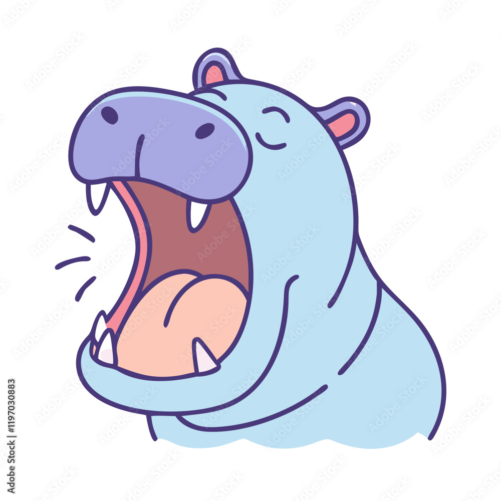 Fototapeta premium hippo yawning vector icon, hippo yawning vector illustration -simple illustration of hippo yawning, perfect for hippo yawning logos and icons and themed design 