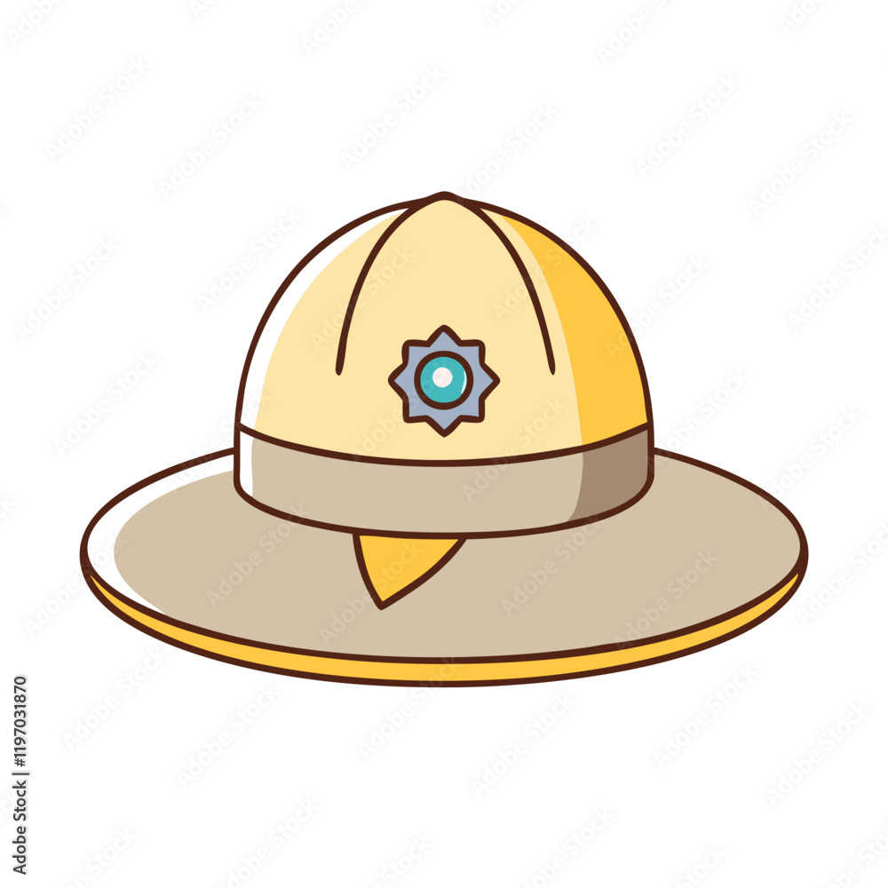 Fototapeta premium safari hat with badge vector icon, safari hat with badge vector illustration -simple illustration of safari hat with badge, perfect for safari hat with badge logos and icons and themed design 