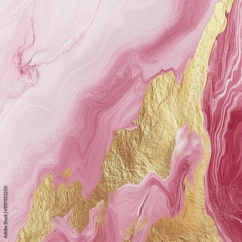 Abstract Pink and Gold Liquid Marble Texture