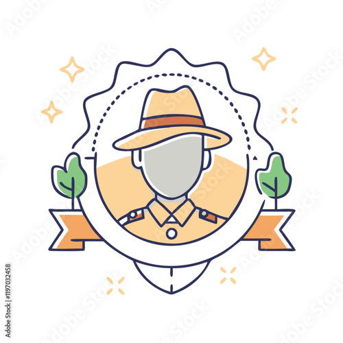 safari ranger s badge vector icon, safari ranger s badge vector illustration -simple illustration of safari ranger s badge, perfect for safari ranger s badge logos and icons and themed design  photo