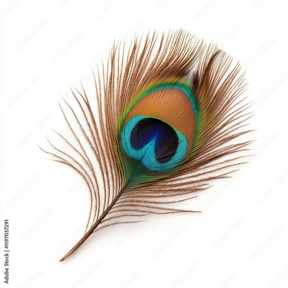Fototapeta premium Vibrant Peacock Feather with Intricate Patterns and Rich Colors
