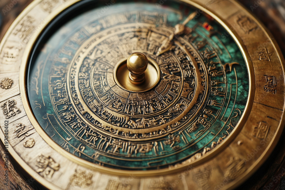 Antique Compass with Intricate Gold Detailing Antique Compass with Intricate Gold Detailing