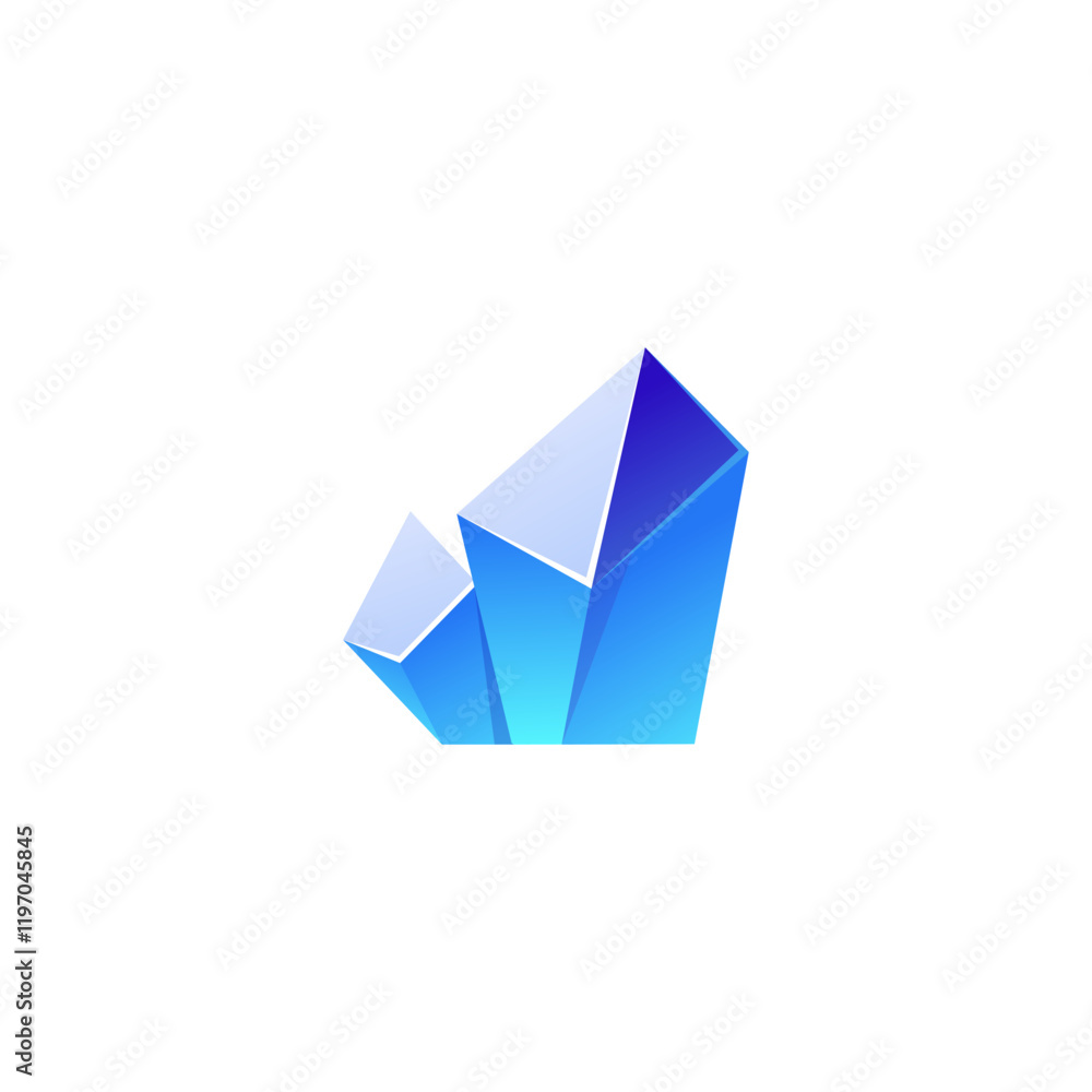 Vector image of blue shining crystals similar to translucent ice floes on a white background Vector image of blue shining crystals similar to translucent ice floes on a white background