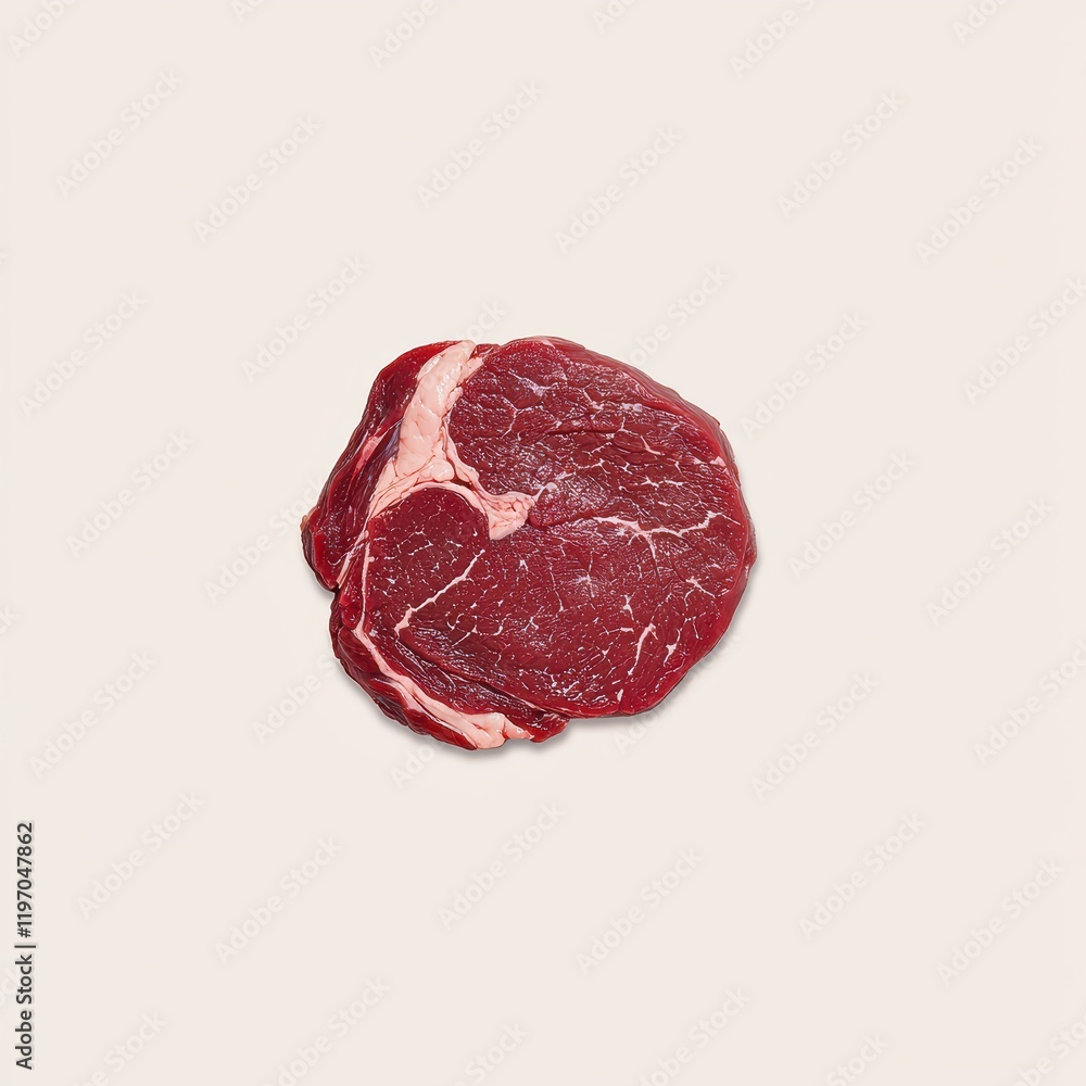 Fototapeta premium Fresh Raw Ribeye Steak on Neutral Background for Culinary Use