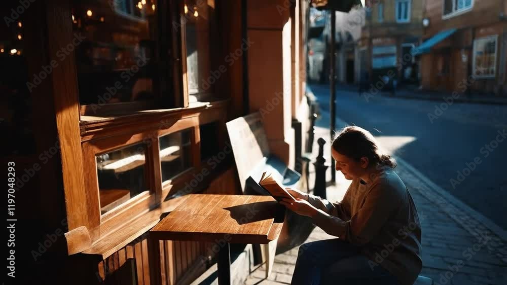 Enjoying a Quiet Moment With a Book at a Cozy Cafe on a Sunny Afternoon Enjoying a Quiet Moment With a Book at a Cozy Cafe on a Sunny Afternoon